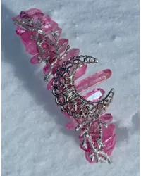 Moon and Earth Crystal Crown - Pink Aura Quartz