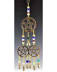 Triple Pentacle Brass Chime with Beads