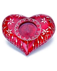 Red Heart Soapstone Candle Holder