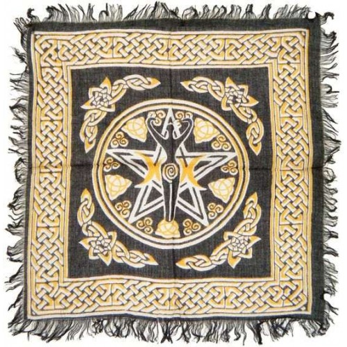 Goddess Pentacle Black and Gold Altar Cloth Altar Cloth 18 x 18 Inch