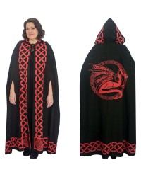 Red Dragon Black Hooded Cloak