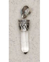 Mini Clear Quartz Crystal Balinese Cap Necklace