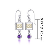 Aquarius Zodiac Sign Earrings with Amethyst