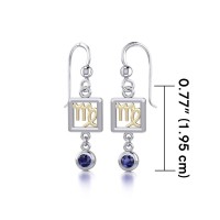 Virgo Zodiac Sign Earrings with Sapphire