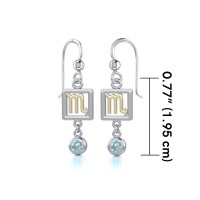 Scorpio Zodiac Sign Earrings with Blue Topaz