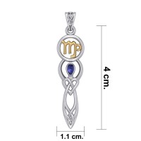 Celtic Goddess Virgo Zodiac Symbol Pendant with Sapphire