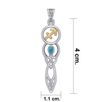 Celtic Goddess Sagittarius Zodiac Symbol Pendant with Turquoise