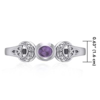 Celtic Triple Moon Cuff Bracelet with Amethyst