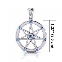 Elven Star with Blue Topaz Gems Silver Pendant