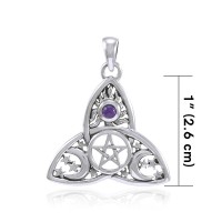 Triquetra Sun Moon & Stars with Amethyst Pendant