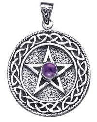 Celtic Border Pentacle Pendant with Amethyst