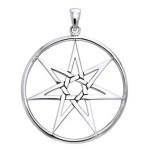 Elven 7 Pointed Star Large Pendant in Sterling Silver