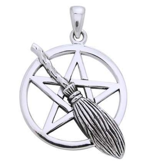 Broom Pentacle Pendant in Sterling Silver