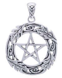 Celtic Oak Leaf Pentacle Sterling Silver Pendant