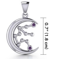 Crescent Moon and Aquarius Astrology Constellation Pendant