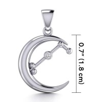 Crescent Moon and Aries Astrology Constellation Pendant