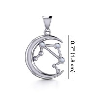 Crescent Moon and Libra Astrology Constellation Pendant