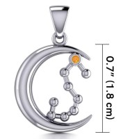 Crescent Moon and Scorpio Astrology Constellation Pendant