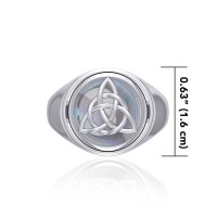 Celtic Triquetra with Rainbow Moonstone Flip Ring