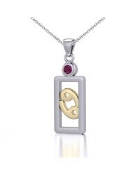 Cancer Pendant with Ruby Necklace