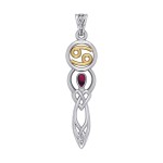 Celtic Goddess Cancer Zodiac Symbol Pendant with Ruby