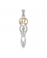 Celtic Goddess Leo Zodiac Symbol Pendant with Peridot