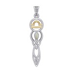 Celtic Goddess Libra Zodiac Symbol Pendant with Opal