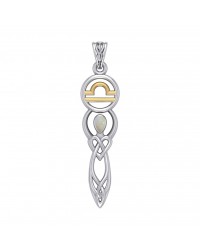 Celtic Goddess Libra Zodiac Symbol Pendant with Opal