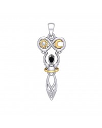 Celtic Goddess of Infinite Universe Pendant with Black Spinel