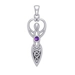 Celtic Goddess Pendant with Amethyst Birthstone