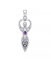 Celtic Goddess Pendant with Amethyst Birthstone