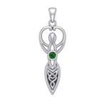 Celtic Goddess Pendant with Emerald Birthstone