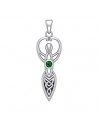 Celtic Goddess Pendant with Emerald Birthstone