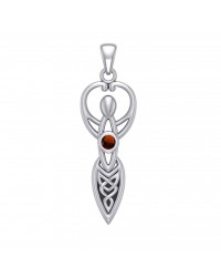 Celtic Goddess Pendant with Garnet Birthstone