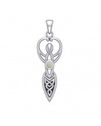 Celtic Goddess Pendant with Opal Birthstone