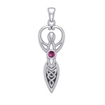 Celtic Goddess Pendant with Ruby Birthstone