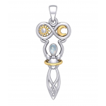 Celtic Goddess of Infinite Universe Pendant with Rainbow Moonstone