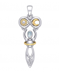 Celtic Goddess of Infinite Universe Pendant with Rainbow Moonstone