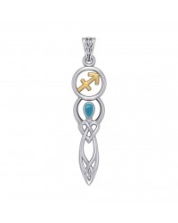 Celtic Goddess Sagittarius Zodiac Symbol Pendant with Turquoise