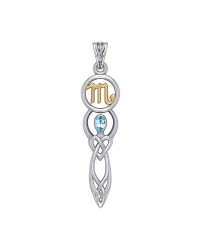 Celtic Goddess Scorpio Zodiac Symbol Pendant with Blue Topaz