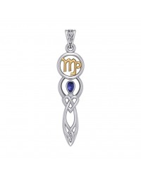 Celtic Goddess Virgo Zodiac Symbol Pendant with Sapphire