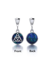 Celtic Interlaced Triquetra Azurite Flip Pendant