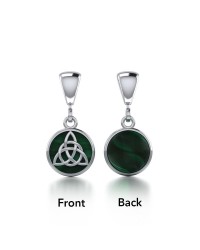 Celtic Interlaced Triquetra Malachite Flip Pendant