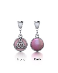 Celtic Interlaced Triquetra Pink Shell Flip Pendant