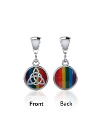 Celtic Interlaced Triquetra Rainbow Flip Pendant