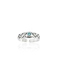 Celtic Knotwork Blue Topaz Silver Toe Ring