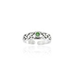 Celtic Knotwork Emerald Silver Toe Ring