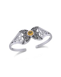 Celtic Moon Goddess Cuff Bracelet with Citrine