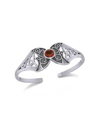 Celtic Moon Goddess Cuff Bracelet with Garnet