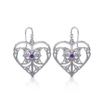 Celtic Triple Goddess Love Peace Earrings with Amethyst